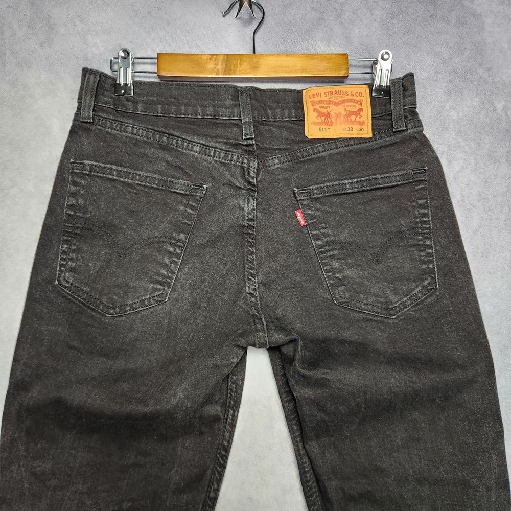 Levi 511 Mens Black Gray Slim Fit Jeans size 30x29‎ (shrunk down from 32x30)